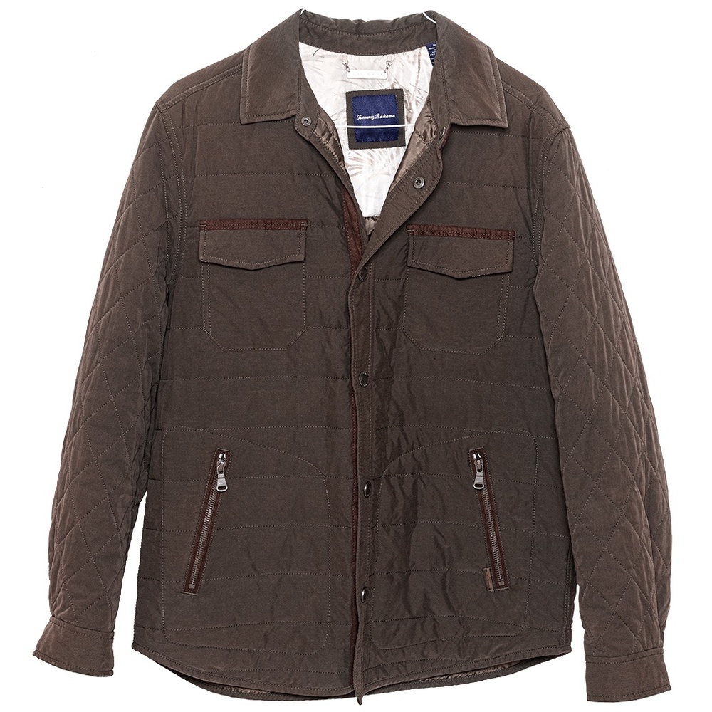 TOMMY BAHAMA QUILTED BONFIRE BEACH JACKET COAT NYLON BROWN M